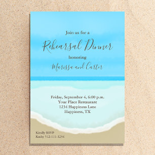 Invitation Dîner de répétition d'Ocean Beach Watercolor