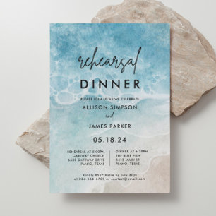 Invitation Dîner de répétition d'Ocean Beach Watercolor