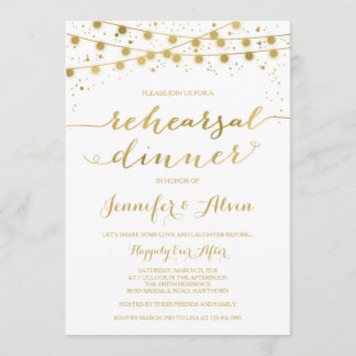 Invitation Dîner de répétition d'or Invitation, fées