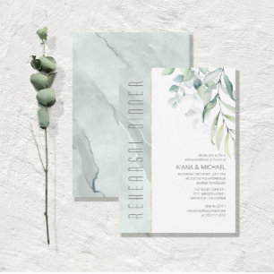 Invitation Dîner de répétition Dreamy Greenery Vert/Bleu ID81