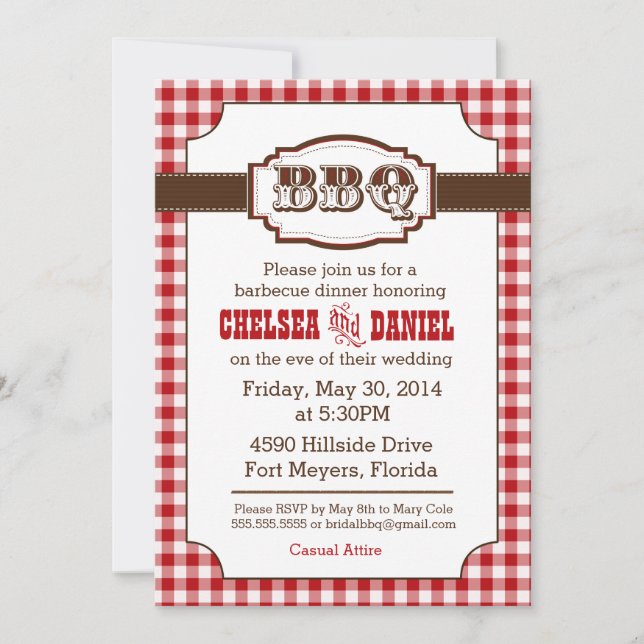 Invitation Dîner de répétition du barbecue Invitation, Pays r (Devant)