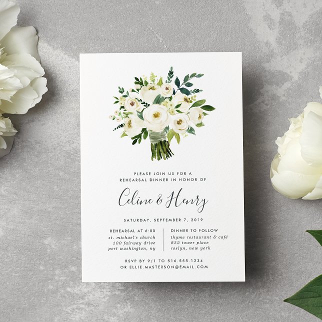 Invitation Dîner de répétition du bouquet d'Albâtre Invitatio (Créateur téléchargé)
