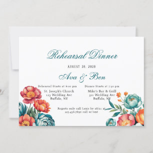 Invitation Dîner de répétition du bouquet de pivoine radiant