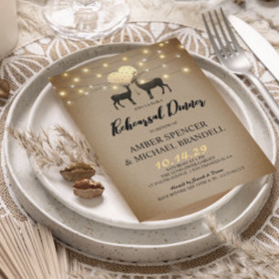 Invitation Dîner de répétition du couple de cerfs de la forêt