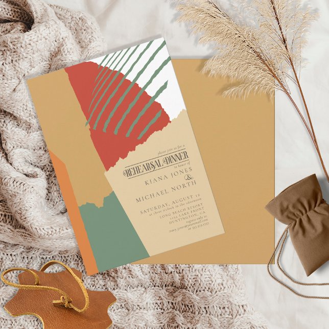 Invitation Dîner de répétition du Mariage de bloc de couleurs (Front/Back In Situ)