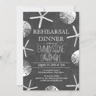 Invitation Dîner de répétition du Mariage de Chalkboard Beach