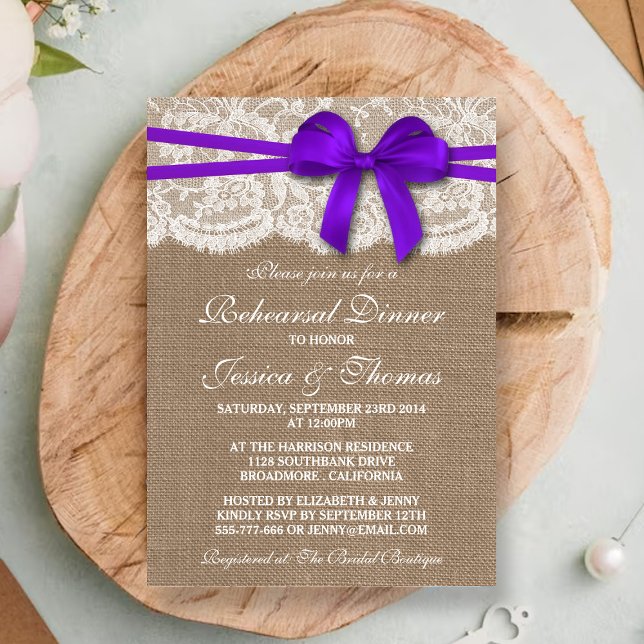 Invitation Dîner de répétition du Mariage de la dentelle et d (Créateur téléchargé)