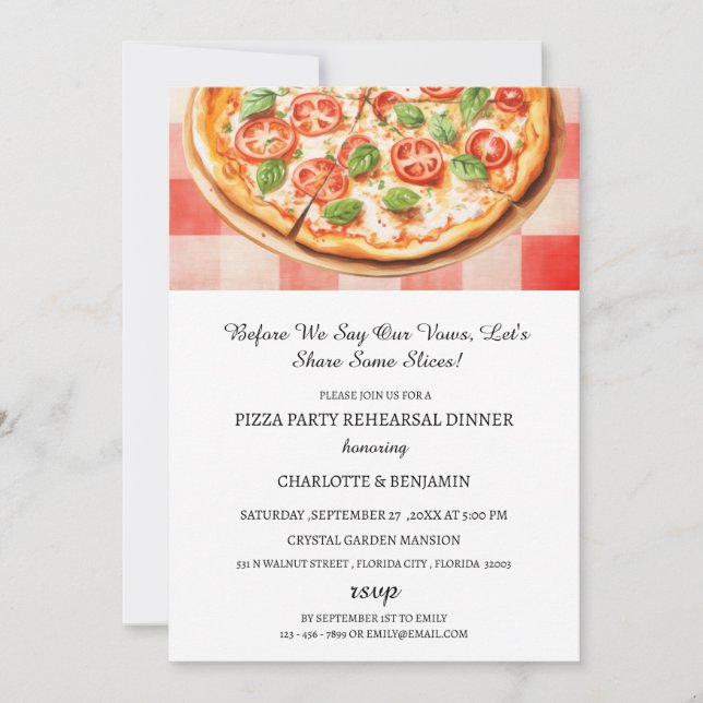 Invitation Dîner de répétition du Mariage de la fête de la pi (Devant)