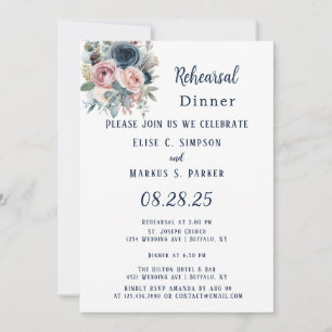 Invitation Dîner de répétition du Mariage de la Marine Blue B