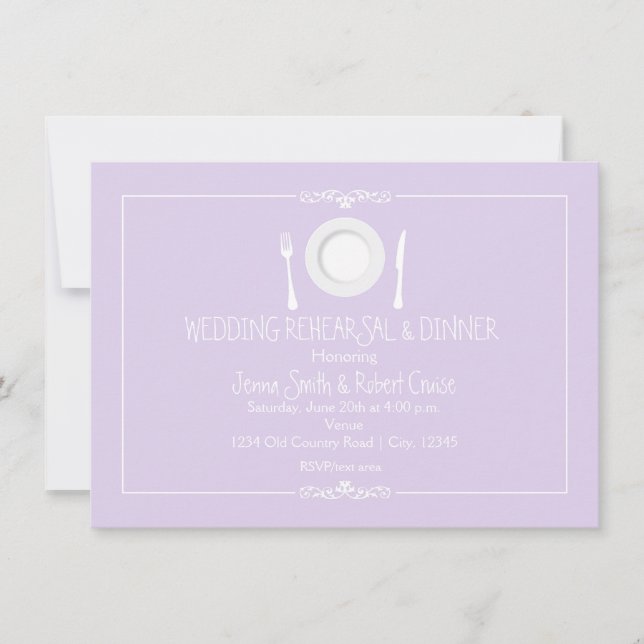 Invitation Dîner de répétition du Mariage de lavande Invitati (Devant)