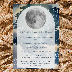 Invitation Dîner de répétition du Mariage de nuit lunaire