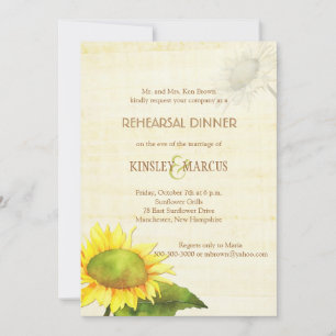 Invitation Dîner de répétition du Mariage de tournesol d'été