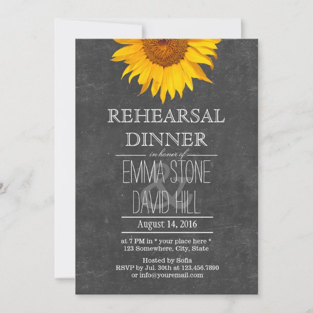 Invitation Dîner de répétition du Mariage du tableau de tourn (Devant)