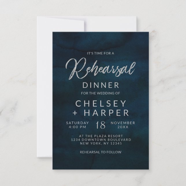 Invitation Dîner de répétition du Mariage en argent de la Mar (Devant)