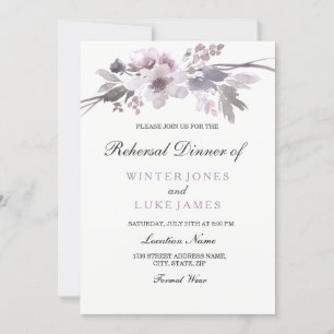 Invitation Dîner de répétition du Mariage floral d'hiver gris