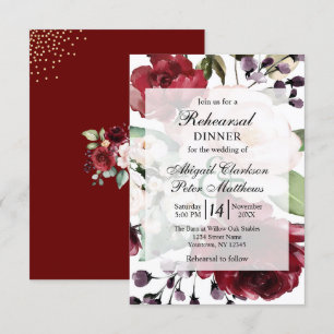 Invitation Dîner de répétition du Mariage Floral Gold de Bour