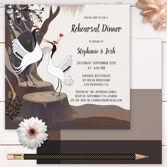 Invitation Dîner de répétition du Mariage japonais de grue In (Créateur téléchargé)