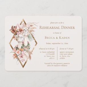 Invitation Dîner de répétition du mariage Llamas