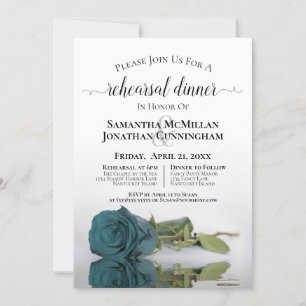 Invitation Dîner de répétition du Mariage Turquoise romantiqu