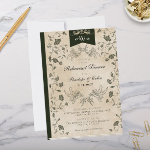 Invitation Dîner de répétition du Mariage vintage Chic Book C