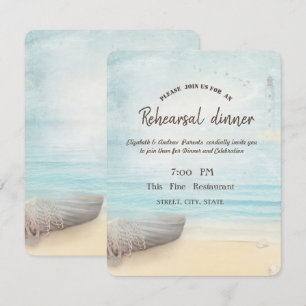Invitation Dîner de répétition du phare de bateau de plage