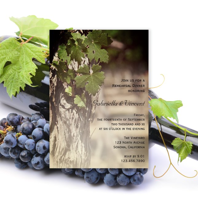 Invitation Dîner de répétition du vignoble Feuille (Créateur téléchargé)