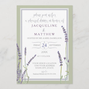 Invitation Dîner de répétition Écran floral Lavender