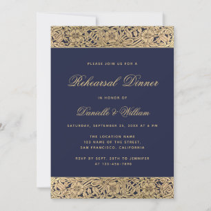 Invitation Dîner de répétition élégant aux roses sauvages ble