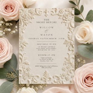 Invitation Dîner de répétition élégant baroque la veille