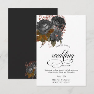 Invitation Dîner de répétition Elegant Black Flowers