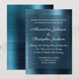 Invitation Dîner de répétition élégant bleu marine