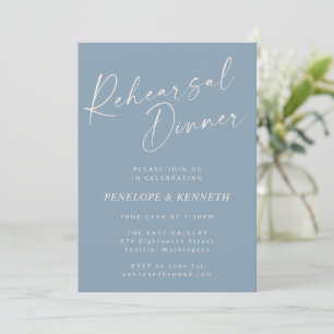 Invitation Dîner de répétition élégant Dusty Blue Script