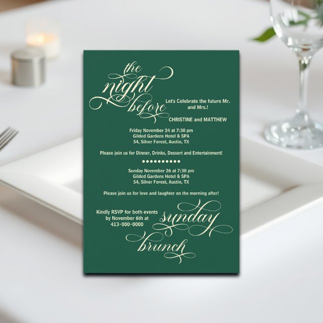 Invitation Dîner de répétition élégant et brunch du dimanche  (Créateur téléchargé)