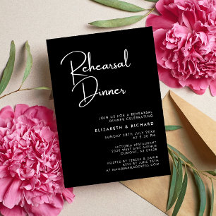 Invitation Dîner de répétition élégant et moderne noir et bla