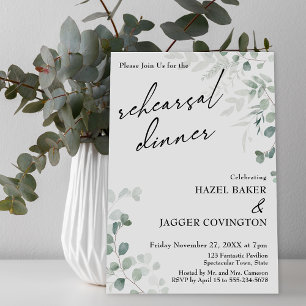 Invitation Dîner de répétition Elégant et verdure