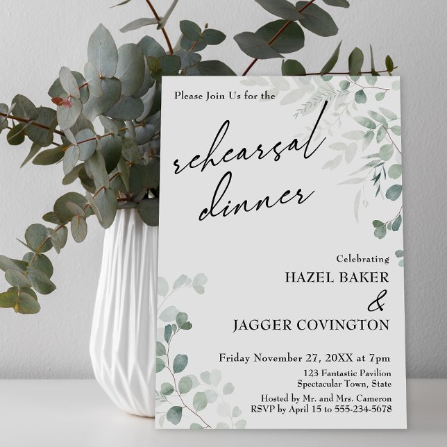 Invitation Dîner de répétition Elégant et verdure (Créateur téléchargé)