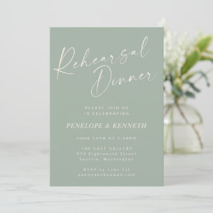 Invitation Dîner de répétition élégant Sage Green Script