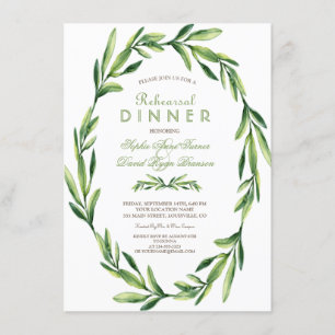 Invitation Dîner de répétition Emerald Green Watercolor