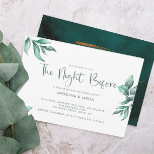 Invitation Dîner de répétition Emerald Marble & Gold Greeners