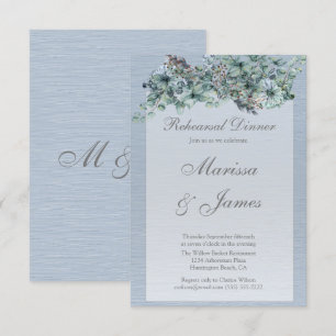 Invitation Dîner de répétition en aquarelle bleu-bleu