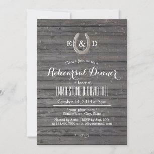 Invitation Dîner de répétition en bois de grange rustique