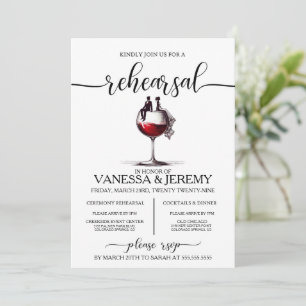 Invitation Dîner de répétition en couple de vin rouge Invitat