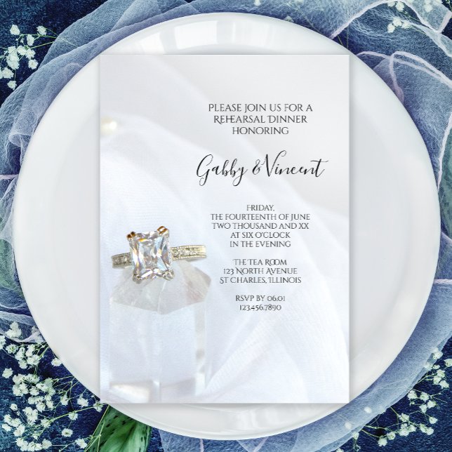 Invitation Dîner de répétition en cristal à anneaux de diaman (Créateur téléchargé)