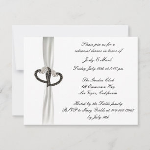 Invitation Dîner de répétition en diamant noir et blanc Invit