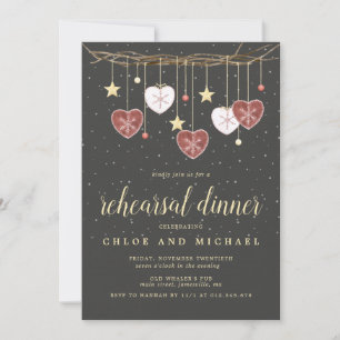 Invitation Dîner de répétition en étoile et en coeur rustique