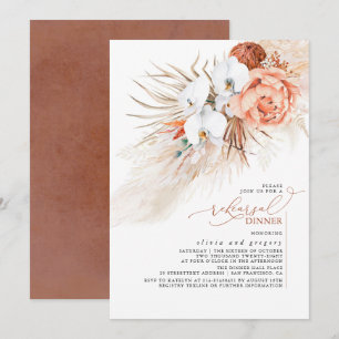 Invitation Dîner De Répétition En Grass Pampas Floral En Terr
