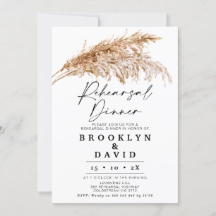 Invitation Dîner de répétition en herbe Boho Pampas moderne