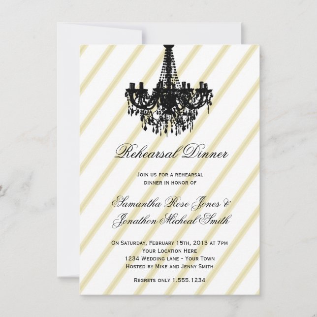 Invitation Dîner de répétition en noir et or Vintage (Devant)