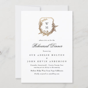 Invitation dîner de répétition en or noir blanc classique