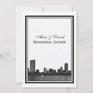 Invitation Dîner de répétition encadré avec vue sur Boston